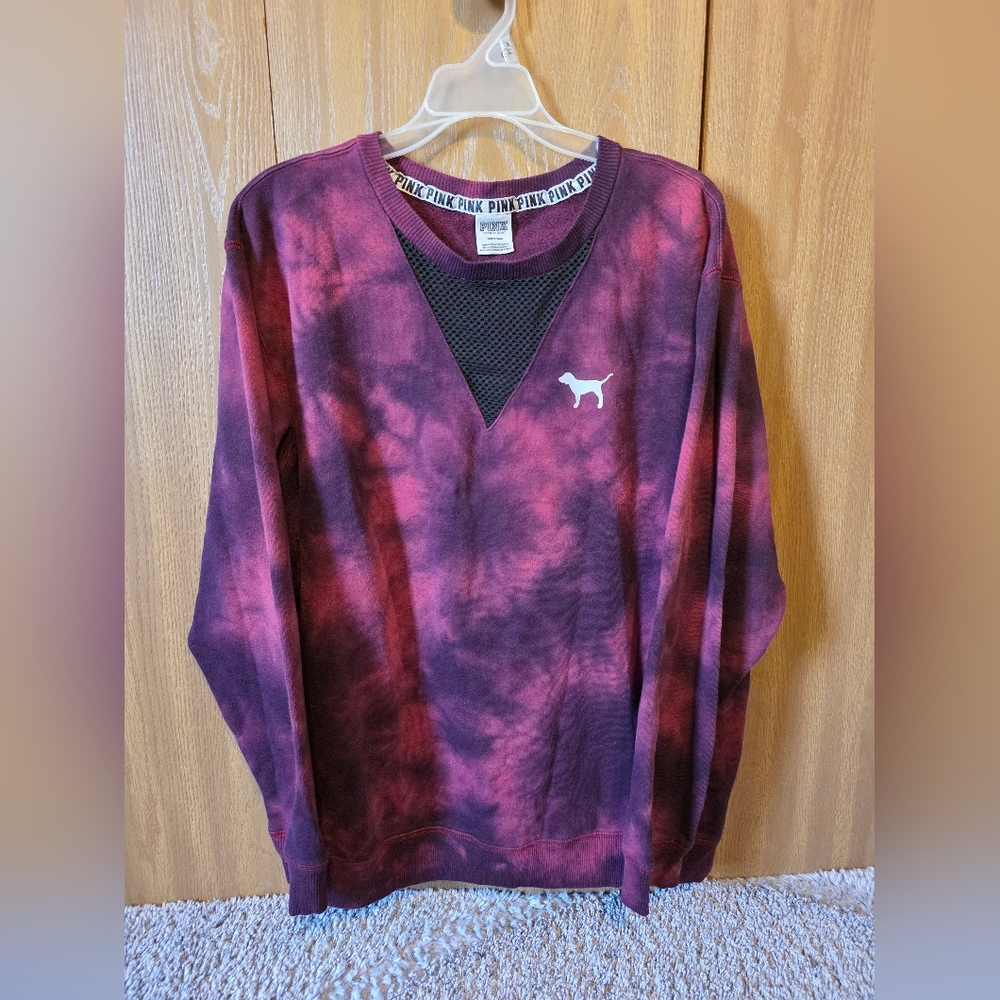 PINK Victoria's Secret Maroon Tie-Dye Top